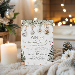 Invitación Neutral Winter Onederland Invitation