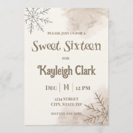 Invitación Neutral Winter Sweet Sixteen Invitation – Minimal