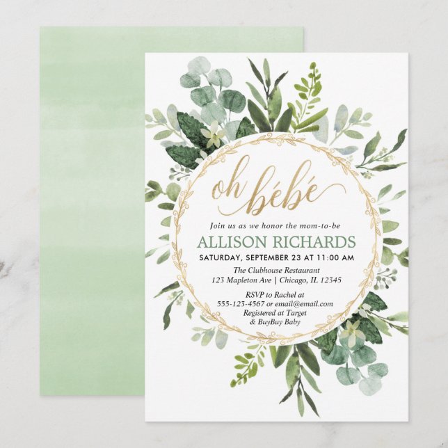Invitación Neutralidad de género Oh bebe la ducha de bebé en  (Anverso / Reverso)
