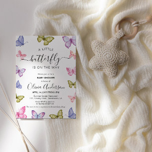 Invitación Neutro de Baby Shower de mariposa