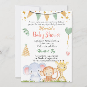 Invitación Neutro de género de Office Baby Shower Jungle Safa