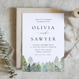 Invitación Nevada acuarela Evergreen Forest Winter Wedding