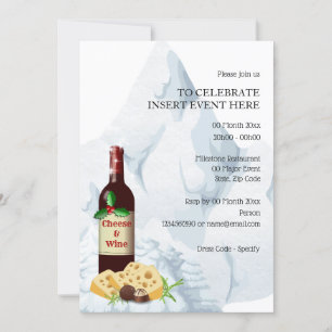 Invitación Nevada de invierno de queso de vino de vacaciones