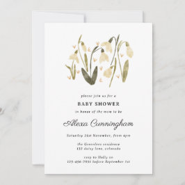 Invitación Nevada floral neutra hermosa ducha bebé
