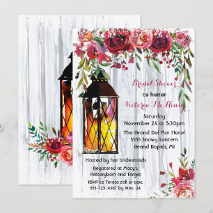 Invitación Nevada Winter Lantern Floral Bridal Shower