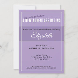 Invitación New Adventure Begins Purple Babyshower Invitation