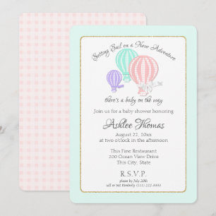 Invitación New Adventure Hot Air Balloons Baby Shower