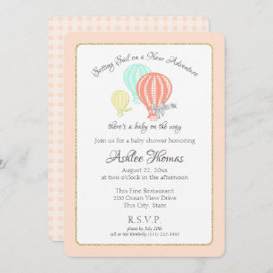 Invitación New Adventure Hot Air Balloons Baby Shower
