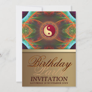 Invitación New Age Balance Fractal Art Birday Party Invita