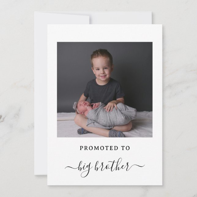 Invitación New Baby Big Brother Announcement Card with Photo (Anverso)