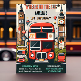 Invitación New Boy Cute Chica Tour Fiesta City Bus 1er cumple