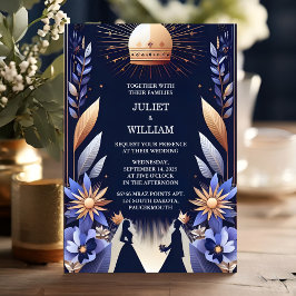 Invitación New Castle Luxury Fuchsia Crown Royal Blue Boda