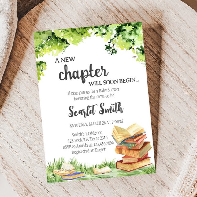 Invitación New Chapter Baby Shower (Storybook New Chapter Baby Shower invitation)