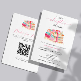 Invitación New Chapter Baby Shower Book Request QR Code Cute