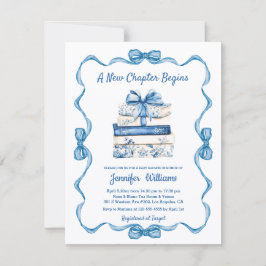 Invitación  new chapter begins blue ribbon books baby shower 