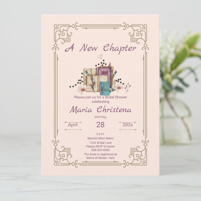 Invitación New Chapter Begins Bridal Shower Floral Beginnings (Anverso de pie)
