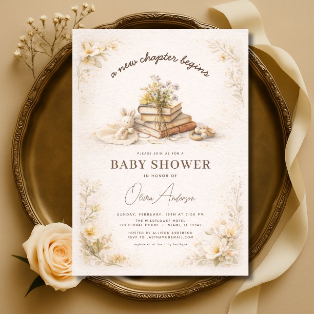 Invitación New Chapter Begins Floral Baby Shower (Subido por el creador)