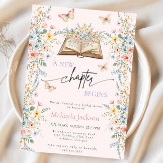 Invitación New Chapter Begins Storybook flowers Bridal Shower