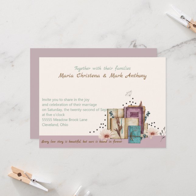 Invitación New Chapter Begins Wedding Invitation (Anverso/Reverso In Situ)