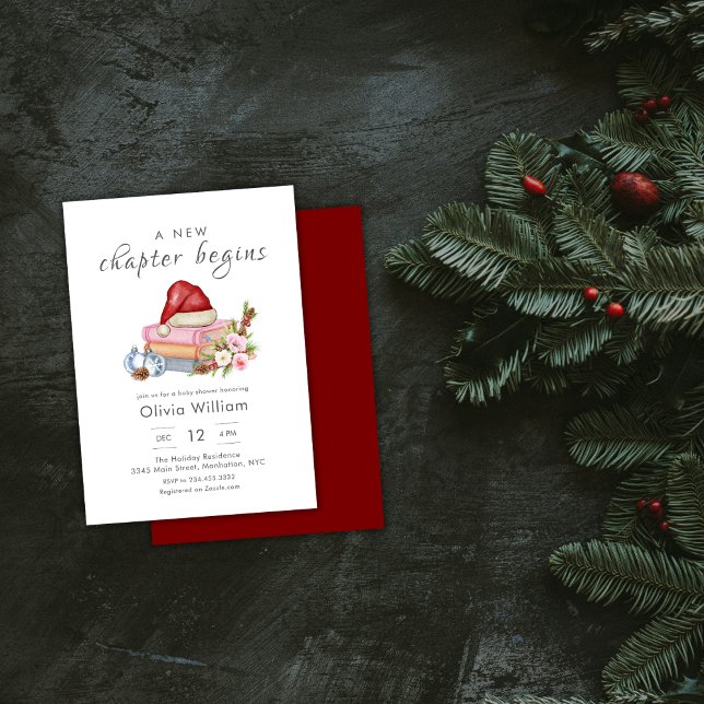 Invitación New Chapter Begins Winter Floral Baby Shower (New Chapter Begins Winter Floral Baby Shower Invitation)