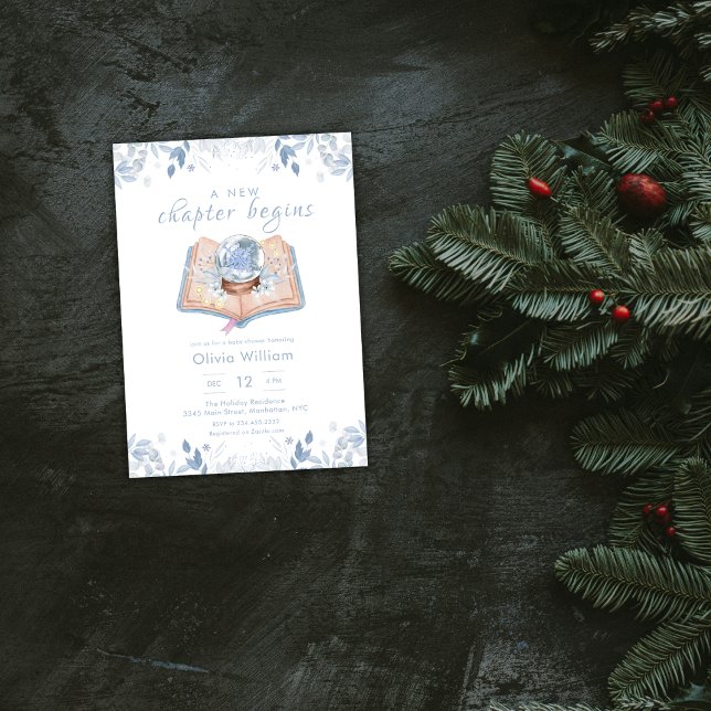 Invitación New Chapter Begins Winter Snowball Baby Shower (New Chapter Begins Winter Snowball Baby Shower Invitation)