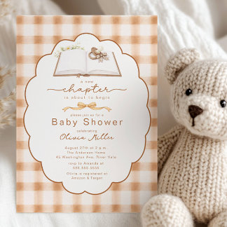 Invitación New Chapter Neutral Book Baby Shower Invite