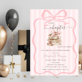 Invitación New Chapter Pink Bow Stripes Baby Shower