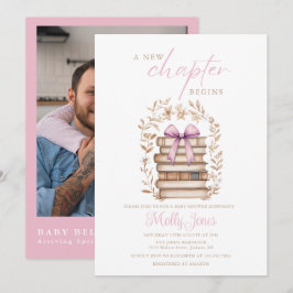 Invitación New Chapter Storybook Pink Baby Shower Photo