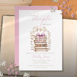 Invitación New Chapter Storybook Pink Bow Baby Shower