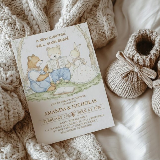 Invitación New Chapter Storybook Woodland Baby Shower (Subido por el creador)