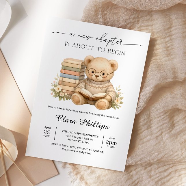 Invitación New Chapter Teddy Bear Storybook Baby Shower (Subido por el creador)