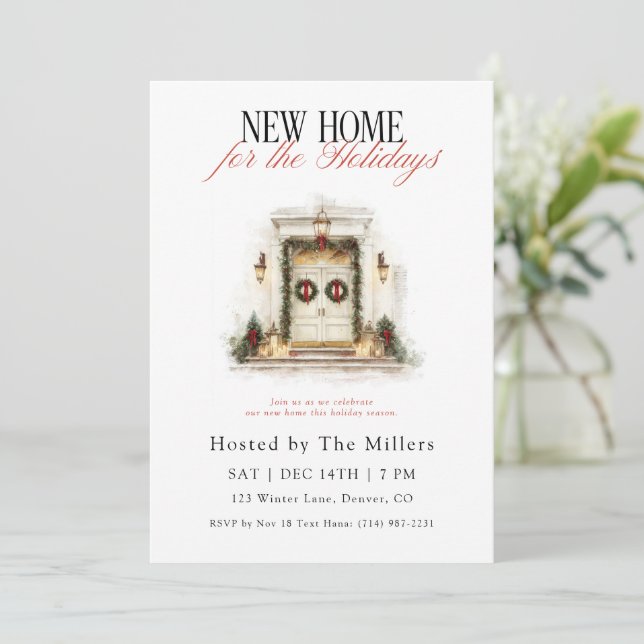 Invitación New Home for the Holidays Christmas Housewarming (Anverso de pie)