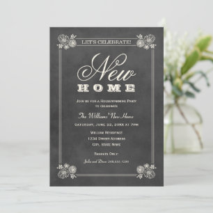 Invitación New Home Rustic Black Chalkboard Housewarming