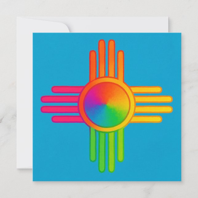 Invitación New Mexico Zia Sun Neon  (Anverso)