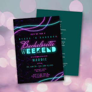 Invitación New Orleans Bead Bourbon Neon Bachelorette Weekend