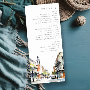 Invitación New Orleans Louisiana Watercolor Boda Menú