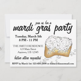 Invitación New Orleans Mardi Gras NOLA Fiesta Beignet Pastry