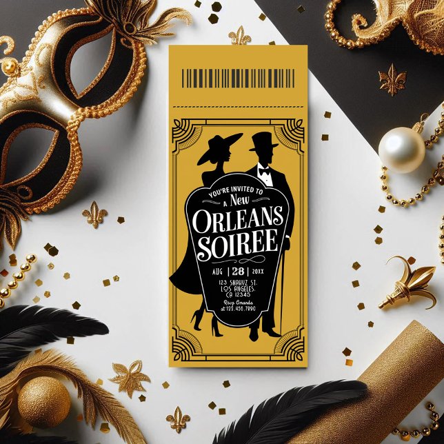 Invitación New Orleans Soirée Ticket Style (New Orleans Soirée Ticket Style Invitation)