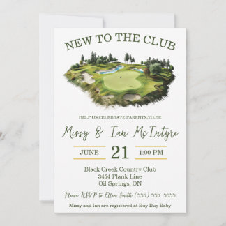 Invitación New to the Club, Golf Themed Baby Shower