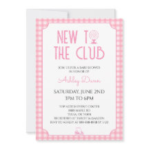 New To The Club Pink Gingham Golf Baby Shower
