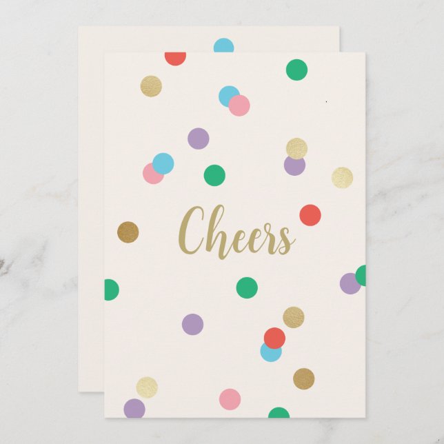 Invitación New Year Confetti Cream Greeting Card (Anverso / Reverso)