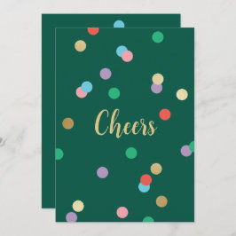 Invitación New Year Confetti Evergreen Greeting Card