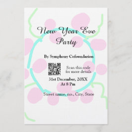 Invitación New year eve party scan QR RSVP name pink blue 