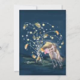 Invitación New Year's Card with a Horse and Carrot Firework