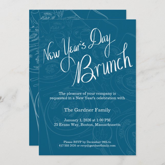 Invitación New Year's Day Brunch Tablescape Invitation (Anverso / Reverso)