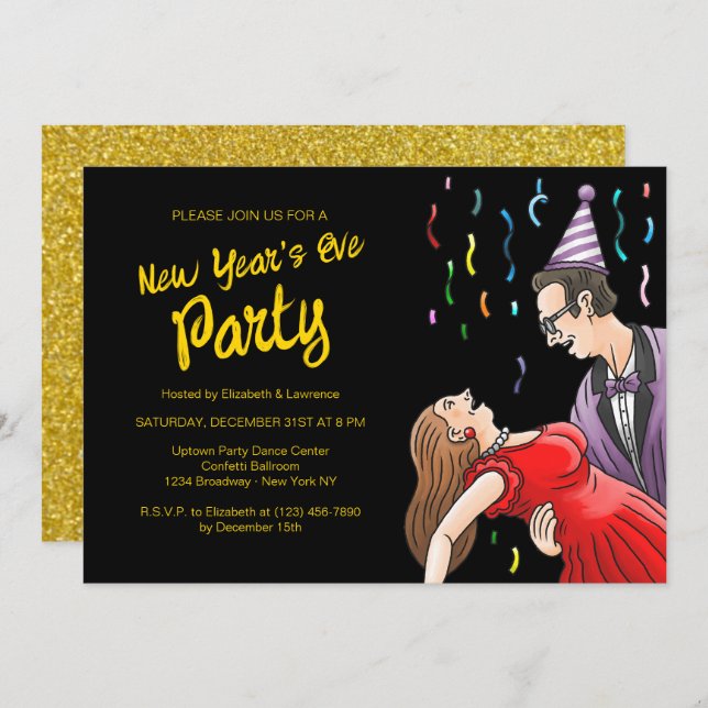 Invitación New Years Eve Party (Anverso / Reverso)