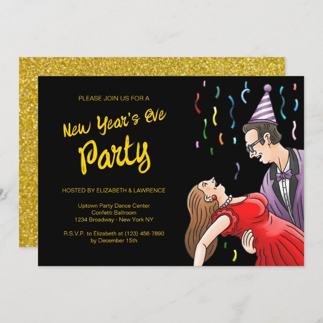 Invitación New Years Eve Party (Anverso / Reverso)