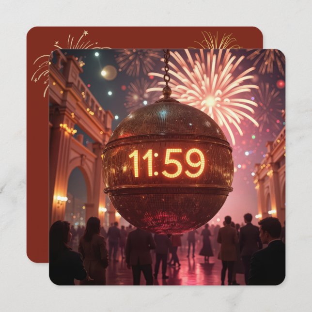 Invitación New Year's Eve Party Countdown Clock (Anverso / Reverso)