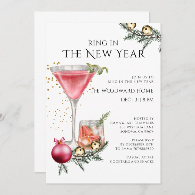 Invitación New Year's Eve Party Ring In The New Year (Anverso / Reverso)