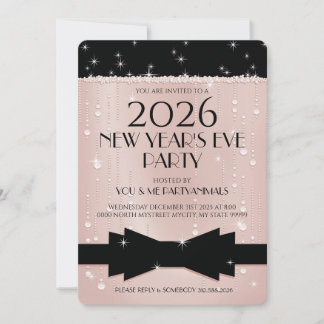 Invitación New Year's Eve Pink Champagne Bubbles Invitation